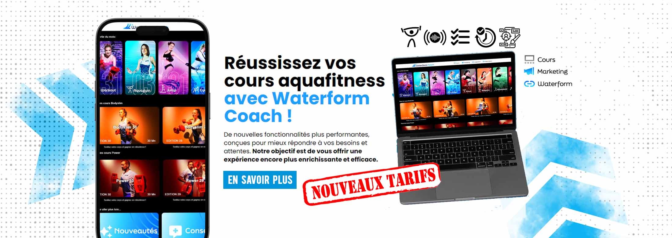 Réussissez vos cours aquafitness avec Waterform Coach !