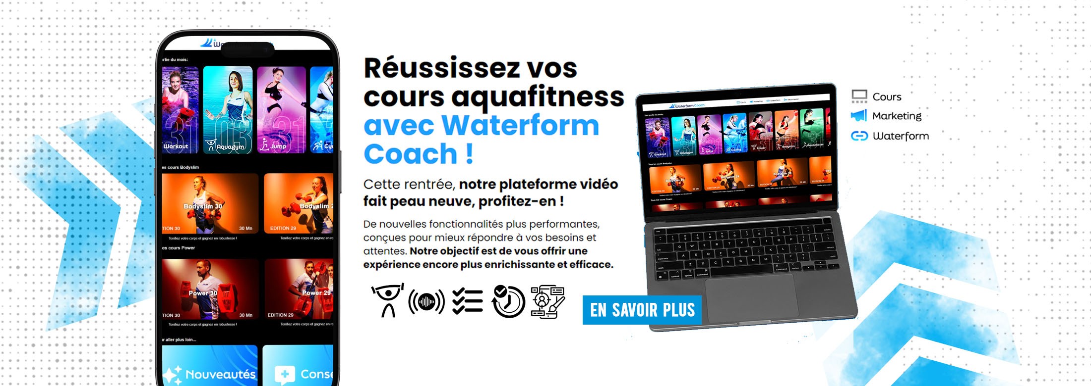 Réussissez vos cours aquafitness avec Waterform Coach !